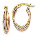 【中古】【輸入品・未使用】14K 3色 イエローゴールド ホワイトゴールド ツイストフープイヤリング イヤーフープセット オーバルファインジュエリー 女性へのギ...