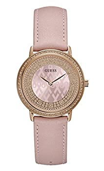 【中古】【輸入品・未使用】Guess W0032L7 スパークリングピンク レディースアナログクォーツウォッチ レザーブレスレット付き