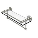 【中古】【輸入品 未使用】Fresno Collection 16 Inch Glass Shelf with Vanity Rail and Integrated Towel Bar - FR-1/16GTB-SN