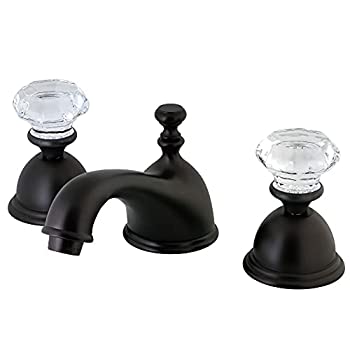 Kingston Brass KS3965WCL Celebrity Widespread Lavatory Faucet with Crystal Handle&#44; Oil Rubbed Bronze