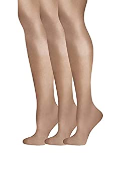 【中古】【輸入品・未使用】Hanes レディース 3個セット シルク反射 長持ち シアー コントロールトップ パンティーストッキング US サイズ: C/D