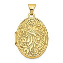 【中古】【輸入品・未使用】14K イエローゴールド Love You Always Swirl リバーシブル フォトペンダント チャーム ロケット チェーンネッ...