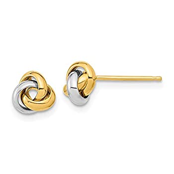 【中古】【輸入品・未使用】Iceカラット14?K 2つトーンイエローゴールドLove Knot PostスタッドボールボタンイヤリングFineジュエリーギフトセットレディースハート