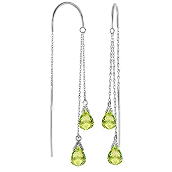 【中古】【輸入品・未使用】K14 White Gold Peridot Threaded Earrings
