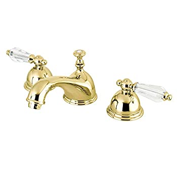 Kingston Brass KS3962WLL Widespread Lavatory Faucet with Crystal Lever Handle&#44; Polished Brass