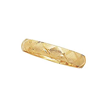 【中古】【輸入品・未使用】jewelstop 10?Kイエローゴールド12?mm Shiny高ドームFlexバングルダイヤモンドカットパターン???8?%ダブルクォーテ%