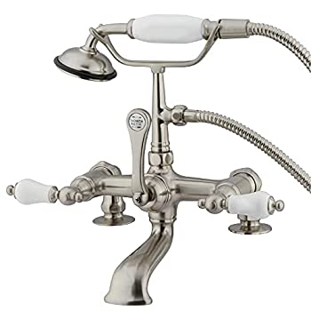 【中古】【輸入品・未使用】Kingston Brass Cc205T8 Clawfoot Tub Filler With Hand Shower - Brushed Nickel Finish