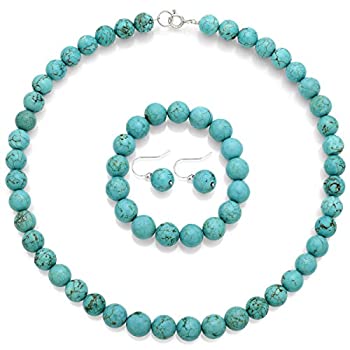 【中古】【輸入品・未使用】スターリングシルバーシミュレートターコイズネックレス18?%ダブルクォーテ..