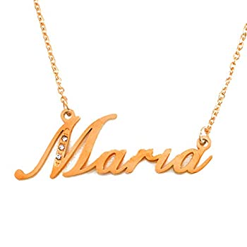 【中古】【輸入品・未使用】Zacria イタリックネームネックレス マリアーゴールドトーン クリスタル