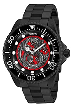 【中古】【輸入品・未使用】Invicta Men's Pro Diver Black Steel Bracelet & Case Automatic Red Dial Analog Watch 26492