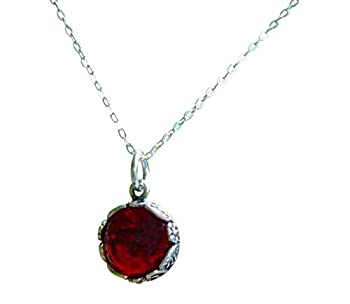 yÁzyAiEgpzRecycled Vintage 1940's Red Beer Bottle and Sterling Silver Botanical Collection Necklace