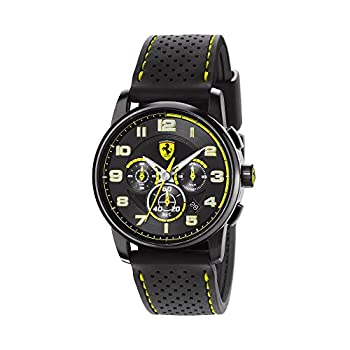 【中古】【輸入品 未使用】(フェラーリ) Ferrari クロノグラフ Heritage Chronograph Black and Yellow Dial BlackSilicone Men Watch 830061 並行輸入品 WOWSARA