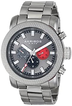 yÁzyAiEgpz[AN{X XXIV]Akribos XXIV rv Grandiose Swiss Quartz Multifunction Gun Stainless Steel Bracelet Watch AK684GN Y [sAi