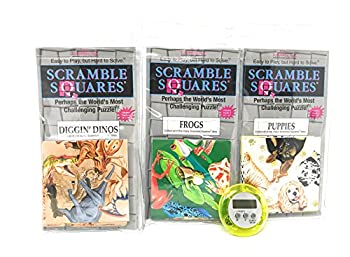 Bundle Of Scramble Squares B Dazzle Brain Teaser Puzzles For Adults/Teens/Kids - 3 Puzzles Included - Frogs%カンマ% Puppies And Digging Di