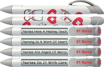 Greeting Pen Rotating Message Nurse Pen - #1 Nurse (Silver Top) 6 Pack (36546)