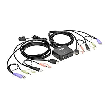 2-PORT KVM SWITCH W/ HDMI USB AUDIO CABLES PERIPHERAL SHARING