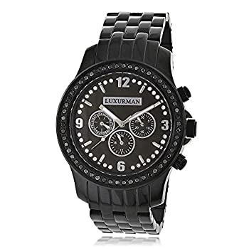 【中古】【輸入品・未使用】Mens Black Diamond Watch by LUXURMAN 2.25?CT