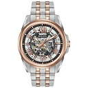 【中古】【輸入品・未使用】Bulova 98A166 メンズステンレススチールツートーンブレスレットバンドブラックスケルトンウォッチダイヤル