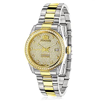 【中古】【輸入品・未使用】レディースホワイトイエローゴールドPltd Diamond Watch Two Tone Luxurman Tribeca 1.5?CT