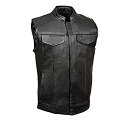 【中古】【輸入品・未使用】Leather King メンズ オープンネック クラブ ベスト X-Large ブラック SH2036-XL-BLACK