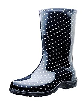 PRINCIPLE PLASTICS Tall Boot%カンマ% Black Polka Dot%カンマ% Women's Size 6