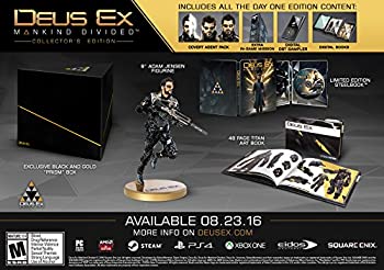 【中古】【輸入品・未使用】Deus Ex: Mankind Divided Collector's Edition【メーカー名】Square Enix【メーカー型番】91644【ブランド名】【商品説明】Deus Ex: Mankind Divided Collector's Edition当店では初期不良に限り、商品到着から7日間は返品を 受付けております。こちらは海外販売用に買取り致しました未使用品です。買取り致しました為、中古扱いとしております。他モールとの併売品の為、完売の際はご連絡致しますのでご了承下さい。速やかにご返金させて頂きます。ご注文からお届けまで1、ご注文⇒ご注文は24時間受け付けております。2、注文確認⇒ご注文後、当店から注文確認メールを送信します。3、配送⇒当店海外倉庫から取り寄せの場合は10〜30日程度でのお届けとなります。国内到着後、発送の際に通知にてご連絡致します。国内倉庫からの場合は3〜7日でのお届けとなります。　※離島、北海道、九州、沖縄は遅れる場合がございます。予めご了承下さい。お電話でのお問合せは少人数で運営の為受け付けておりませんので、メールにてお問合せお願い致します。営業時間　月〜金　10:00〜17:00お客様都合によるご注文後のキャンセル・返品はお受けしておりませんのでご了承下さい。