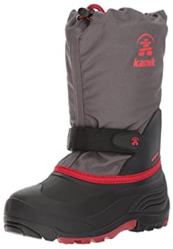 šۡ͢ʡ̤ѡKamik Boys' WaterbugWIDE Snow Boot%% Charcoal/Red%% 4 Wide US Big Kid