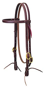 šۡ͢ʡ̤ѡ(1.6cm%% Browband%% Brass Hardware) - 1.6cm WEAVER WORKING COWBOY BROWBAND HORSE LEATHER HEADSTALL SOLID BRASS