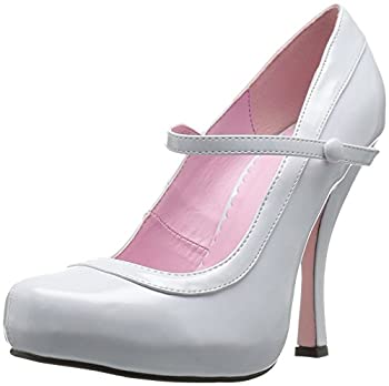 Ellie Shoes Women's 423-Babydoll Maryjane Platform Pump%カンマ% White%カンマ% 9 M US