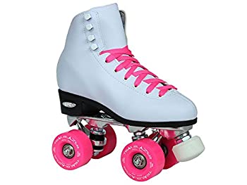 šۡ͢ʡ̤ѡ(Ladies 8) - Epic Skates 2016 Epic Classic 8 High-Top Quad Roller Skates with Pink Wheels%% White