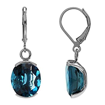 【中古】【輸入品・未使用】11.96ct. 真正ロンドンブルートパーズ 925スターリングシルバーレバーバック ダングルピアス