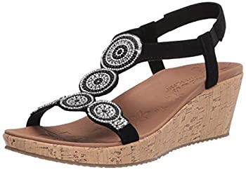 yÁzyAiEgpzSkechers Women's Slingback Wedge Sandal%J}% Black%J}% 10 B (M)