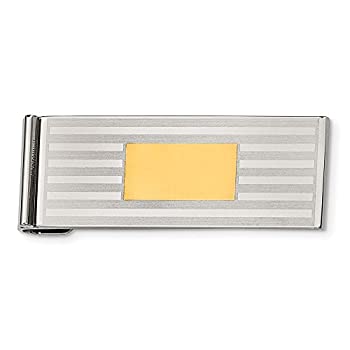 【中古】【輸入品・未使用】Men 'sステンレススチールとゴールドトーンストライプSpring Loadedお金ク..