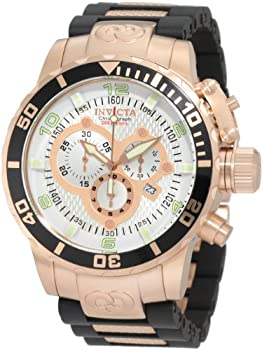 【中古】【輸入品・未使用】Invicta Men's 10620 Corduba Chronograph Silver Dial Black Polyurethane and 18k Rose Gold Plated Watch