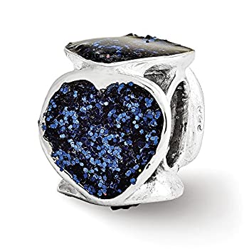 【中古】【輸入品・未使用】スターリングシルバーとブルーグリッターエナメルハートビーズチャーム 【中古】【輸入品・未使用】スターリングシルバーとブルーグリッターエナメルハートビーズチャーム