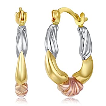 【中古】【輸入品・未使用】14K 3色またはツートーンゴールドシェルファンシーフープイヤリング (13 x 13 mm) 【中古】【輸入品・未使用】14K 3色またはツートーンゴールドシェルファンシーフープイヤリング (13 x 13 mm)