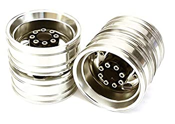 【中古】【輸入品・未使用】Integy RCモデル ホップアップ C27650SILVER 機械加工合金T8 リアデュアルホイールセット タミヤ 1/14スケール トラクタートラック用