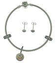 【中古】【輸入品・未使用】PANDORA レディース シルバー&14Kゴールドバングルイヤリング&チャームギフトセット