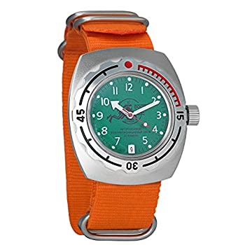 【中古】【輸入品・未使用】Vostok Amphibian 自動メンズ腕時計 自動巻きミリタリーダイバー 水陸両用ケース腕時計 #090386 スキューバデュード オレンジ