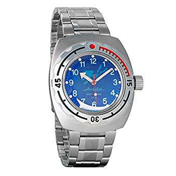 Vostok Amphibian自動メンズ腕時計自動巻きミリタリーダイバーAmphibiaケース腕時計# 090656?Scuba Dudeブルーダイヤル