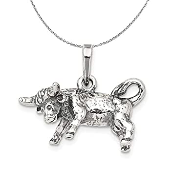 【中古】【輸入品・未使用】Black Bow Jewelry スターリングシルバー 牡牛座 星座 3D アンティークネックレス