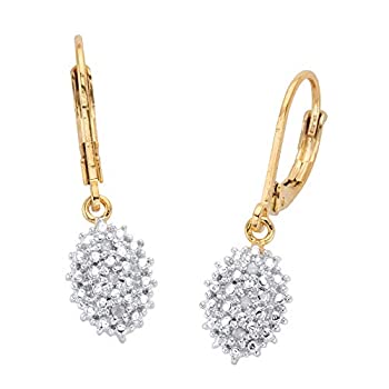 【中古】【輸入品・未使用】18K イエローゴールドメッキ 本物のダイヤモンドアクセント ドロップイヤリ..