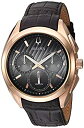 【中古】【輸入品・未使用】Bulova メンズ 45mmのCURVコレクションローズGoldtoneレザーストラップウォッチ ブラック
