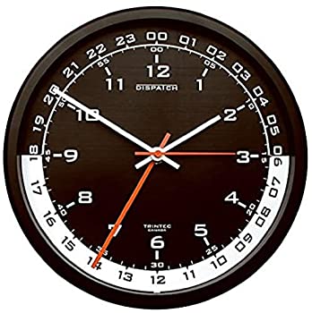 【中古】【輸入品・未使用】Trintec 12 & 24時間ミリタリータイム Swl Zulu Time 24時間壁掛け時計 - ブラックダイヤル ホワイトムーン DSP04