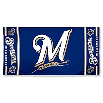 【中古】【輸入品・未使用】MLB Milwaukee Brewersデザインビーチタオル???ネイビーブルー