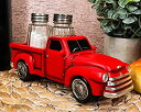 【中古】【輸入品 未使用】Ebros Classic Old Fashioned Red Pickup Truck Figurine Holder For Glass Salt And Pepper Shakers Kitchen Decor Statue