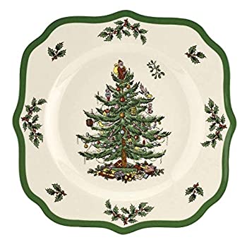 【中古】【輸入品・未使用】Spode サラダプレート クリスマスツリースクエア型 スカラップ型 9インチ