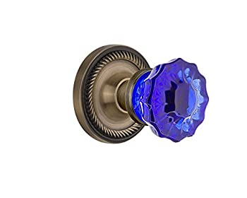 【中古】【輸入品・未使用】Nostalgic Warehouse 721037ロープロゼットPassageクリスタルコバルトガラスドアノブでアンティーク真鍮 MORTISE 2.25 726457 1