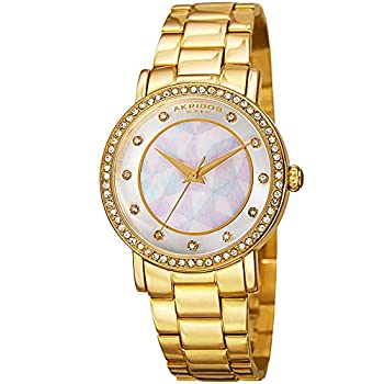 【中古】【輸入品・未使用】Akribos XXIV Women 's ak880yg Round Silver Dial Three Hand Quartz Gold ToneブレスレットWatch