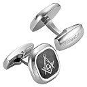 【中古】【輸入品・未使用】MasonicMan Men 'sステンレススチールCufflinks withブラックカーボンファイバーとフリーメイソンロゴとギフト...